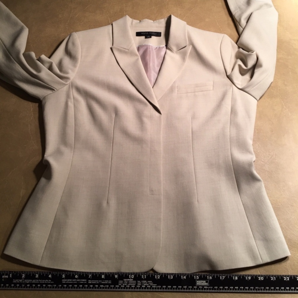 ANNE KLEIN Tapered/Fitted Career Blazer Jacket, BEIGE, Women’s Size 14 - Picture 6 of 10